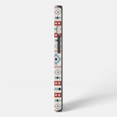 Aztec Blue Red Black Cream Mixed Motifs Muster iPhone Hülle (Linke Seite)