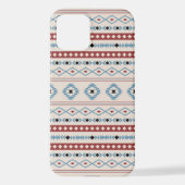Aztec Blue Red Black Cream Mixed Motifs Muster iPhone Hülle (Rückseite)