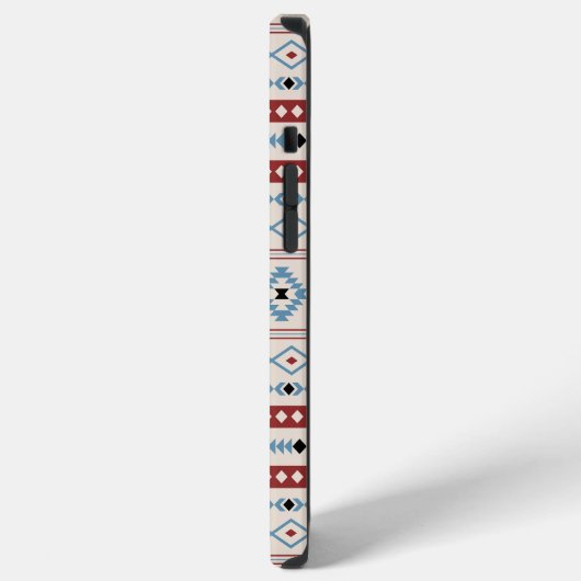 Aztec Blue Red Black Cream Mixed Motifs Muster iPhone Hülle (Linke Seite)