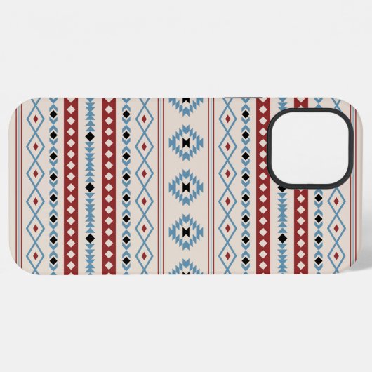 Aztec Blue Red Black Cream Mixed Motifs Muster iPhone Hülle (Rückseite (Horizontal))