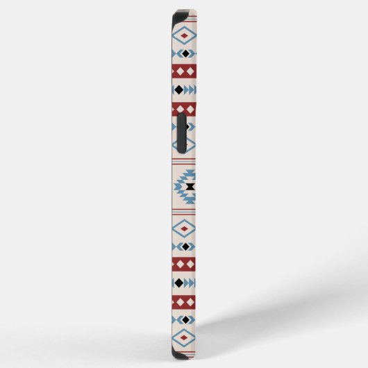 Aztec Blue Red Black Cream Mixed Motifs Muster iPhone Hülle (Rechte Seite)