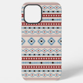 Aztec Blue Red Black Cream Mixed Motifs Muster iPhone Hülle (Rückseite)