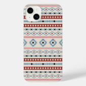 Aztec Blue Red Black Cream Mixed Motifs Muster iPhone Hülle (Rückseite)