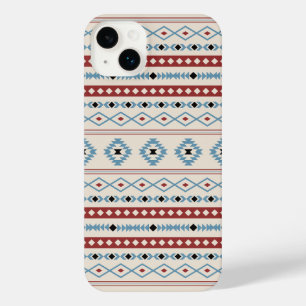 Aztec Blue Red Black Cream Mixed Motifs Muster iPhone 14 Plus Hülle