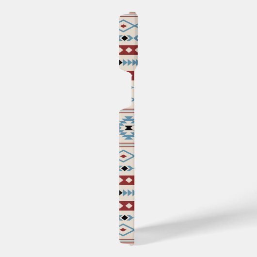 Aztec Blue Red Black Cream Mixed Motifs Muster iPhone Hülle (Rechte Seite)