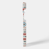 Aztec Blue Red Black Cream Mixed Motifs Muster iPhone Hülle (Linke Seite)