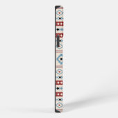 Aztec Blue Red Black Cream Mixed Motifs Muster iPhone Hülle (Rechte Seite)
