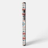 Aztec Blue Red Black Cream Mixed Motifs Muster iPhone Hülle (Linke Seite)