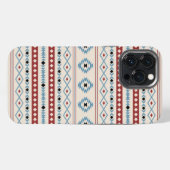 Aztec Blue Red Black Cream Mixed Motifs Muster iPhone Hülle (Rückseite (Horizontal))