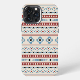 Aztec Blue Red Black Cream Mixed Motifs Muster iPhone 13 Pro Max Hülle