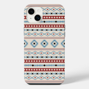 Aztec Blue Red Black Cream Mixed Motifs Muster iPhone 14 Plus Hülle