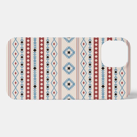 Aztec Blue Red Black Cream Mixed Motifs Muster iPhone Hülle (Rückseite (Horizontal))