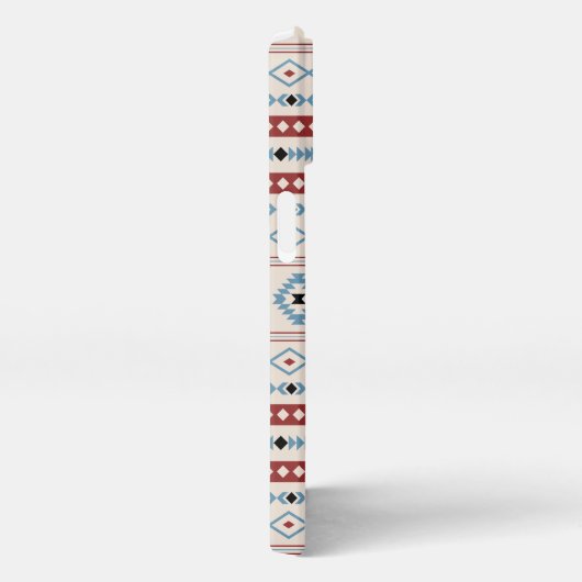 Aztec Blue Red Black Cream Mixed Motifs Muster iPhone Hülle (Rechte Seite)