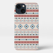 Aztec Blue Red Black Cream Mixed Motifs Muster iPhone Hülle (Rückseite)