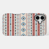 Aztec Blue Red Black Cream Mixed Motifs Muster iPhone Hülle (Rückseite (Horizontal))