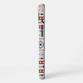 Aztec Blue Red Black Cream Mixed Motifs Muster iPhone Hülle (Linke Seite)