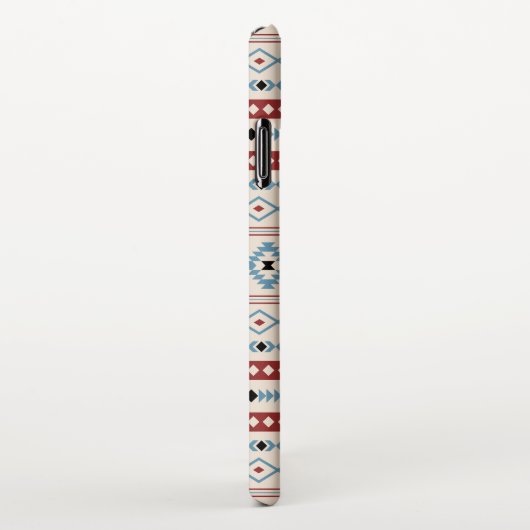Aztec Blue Red Black Cream Mixed Motifs Muster iPhone Hülle (Rechte Seite)