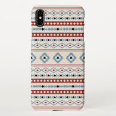 Aztec Blue Red Black Cream Mixed Motifs Muster iPhone Hülle (Rückseite)