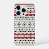 Aztec Blue Red Black Cream Mixed Motifs Muster iPhone Hülle (Rückseite)