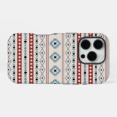 Aztec Blue Red Black Cream Mixed Motifs Muster iPhone Hülle (Rückseite (Horizontal))