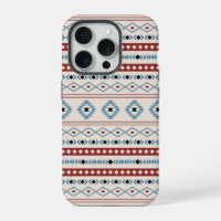 Aztec Blue Red Black Cream Mixed Motifs Muster