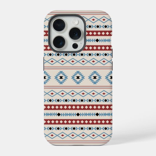 Aztec Blue Red Black Cream Mixed Motifs Muster iPhone Hülle (Rückseite)