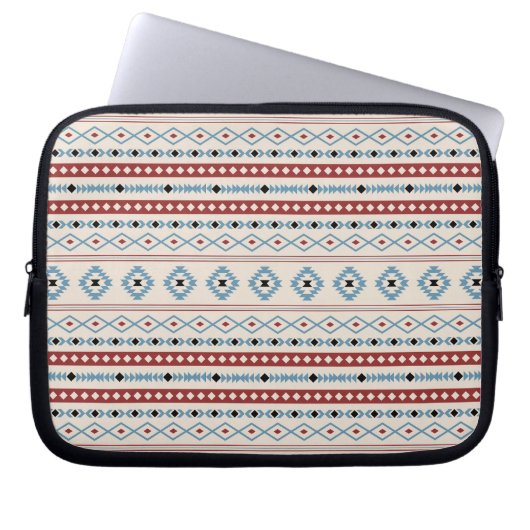 Aztec Blue Red Black Cream Mixed Motifs Muster Laptopschutzhülle (Vorderseite)