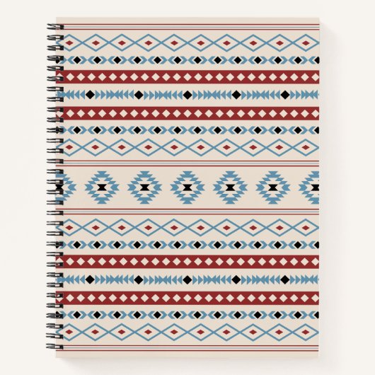 Aztec Blue Red Black Cream Mixed Motifs Muster Notizblock (Vorderseite)