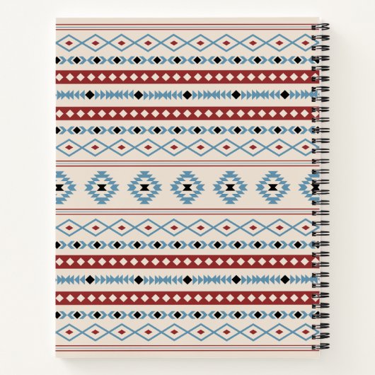 Aztec Blue Red Black Cream Mixed Motifs Muster Notizblock (Rückseite)