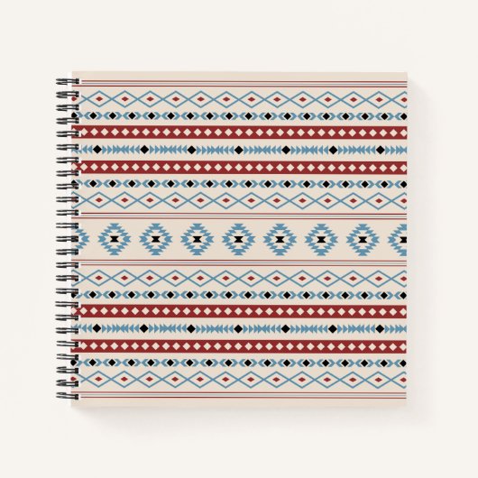 Aztec Blue Red Black Cream Mixed Motifs Muster Notizblock (Vorderseite)