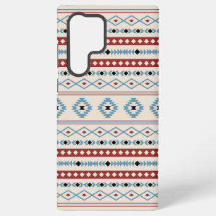 Aztec Blue Red Black Cream Mixed Motifs Muster Samsung Galaxy Hülle