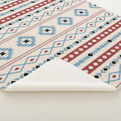 Aztec Blue Red Black Cream Mixed Motifs Muster Sherpadecke (3/4)
