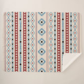 Aztec Blue Red Black Cream Mixed Motifs Muster Sherpadecke (Vorderseite (Horizontal))