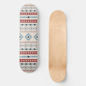 Aztec Blue Red Black Cream Mixed Motifs Muster Skateboard (Vorderseite)