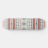 Aztec Blue Red Black Cream Mixed Motifs Muster Skateboard (Horizontal)