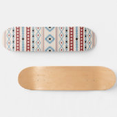 Aztec Blue Red Black Cream Mixed Motifs Muster Skateboard (Horizontal)