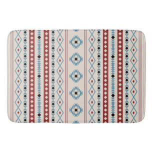 Aztec Blue Red Black Cream Mixed Motifs V Muster Badematte