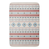 Aztec Blue Red Black Cream Mixed Motifs V Muster Badematte (Vorderseite Vertikal)
