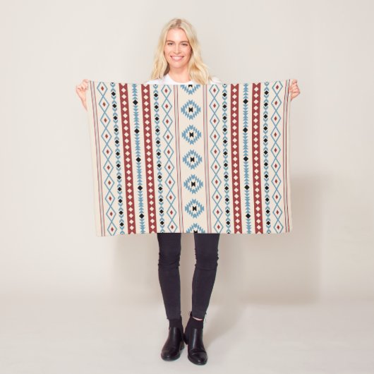 Aztec Blue Red Black Cream Mixed Motifs V Muster Fleecedecke (Beispiel)