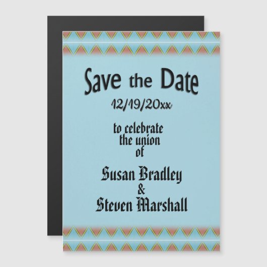 Aztec Blue Save the Date Magneteinladung (Vorne/Hinten)