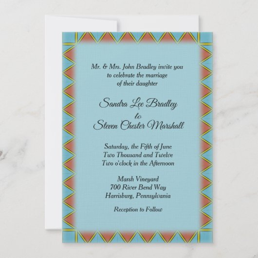 Aztec Blue Wedding Invitation 5" x 7" Einladung (Vorderseite)
