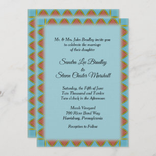 Aztec Blue Wedding Invitation 5" x 7" Einladung