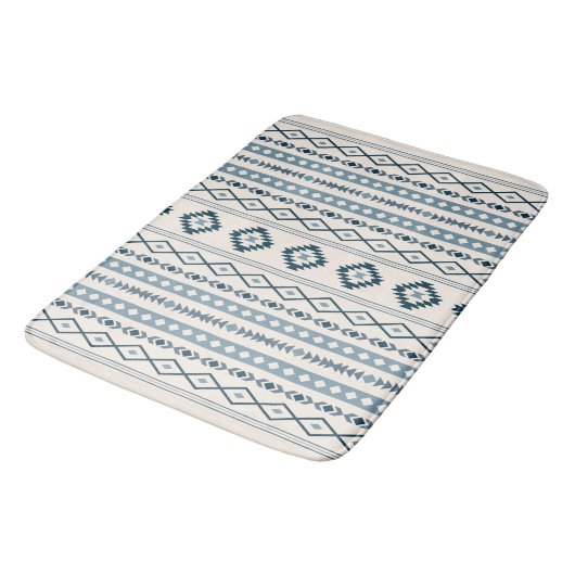 Aztec Blues Cream Mixed Motifs / Muster Bath Mat Badematte (Schrägansicht)