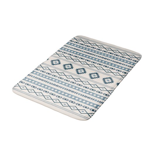 Aztec Blues Cream Mixed Motifs / Muster Bath Mat Badematte (Schrägansicht)