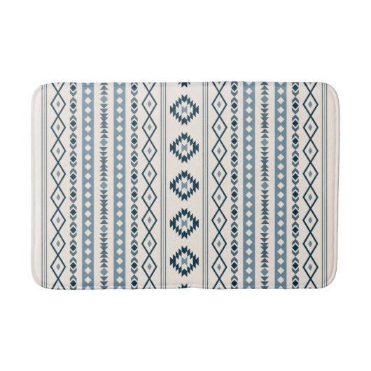 Aztec Blues Cream Mixed Motifs / Muster Bath Mat Badematte (Vorderseite)