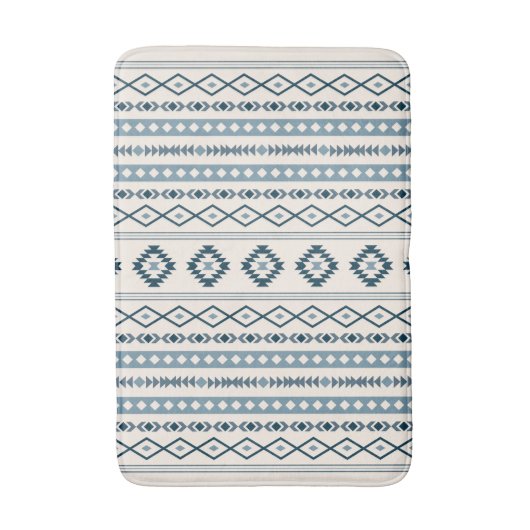 Aztec Blues Cream Mixed Motifs / Muster Bath Mat Badematte (Vorderseite Vertikal)