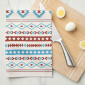 Aztec Blues Red Cream Mixed Motifs Muster Geschirrtuch (Viertel Falte)
