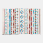 Aztec Blues Red Cream Mixed Motifs Muster Geschirrtuch (Horizontal)