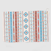 Aztec Blues Red Cream Mixed Motifs Muster Golfhandtuch (Horizontal)