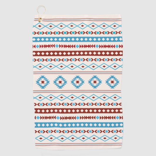 Aztec Blues Red Cream Mixed Motifs Muster Golfhandtuch (Vorderseite)